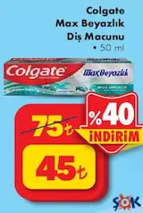 COLGATE MAX BEYAZLIK DİŞ MACUNU 50 ML fiyat ve kampanya bilgisi